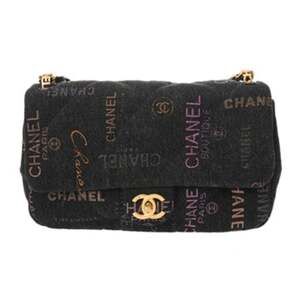 CHANEL Matelasse Mini Flap Bag, Black, AS3135, Women's Denim Shoulder A-Rank,...